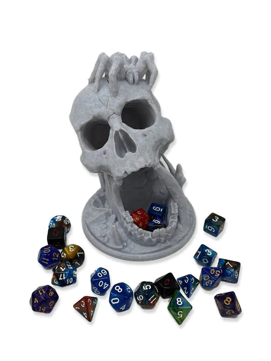 Skullcaster Dice Tower - 6.5" with 7 D20 Dice - D&D