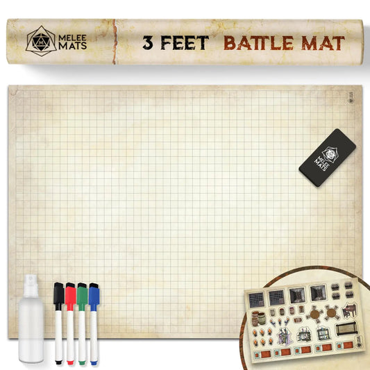DND Map Starter Kit for Dungeons & Dragons Game - 24” x 36" Wet/Dry Erase Battle Terrain Grid