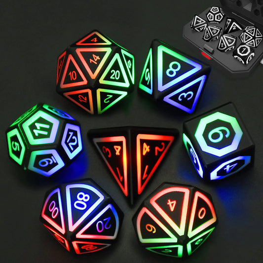 USB Rechargeable LED Dice Set with Charging Case