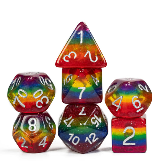 7PCS Rainbow Pride Polyhedral Dice - LGBTQ+ Theme for TTRPGs