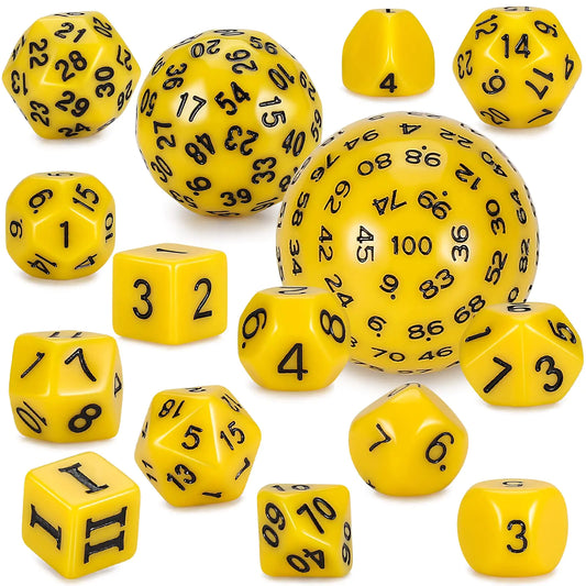 Polyhedral Dice Set (15pcs) D4-D100 Game Dice with Dice Bag