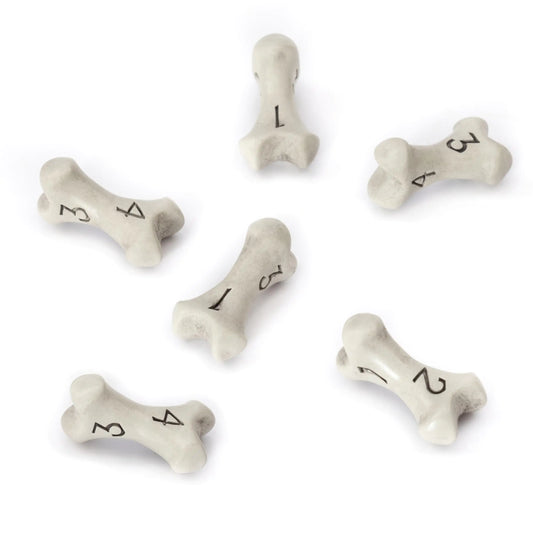 D4 Dice Set - Set of Six 4 Sided Dice - Skull & Bone Themed RPG Dice