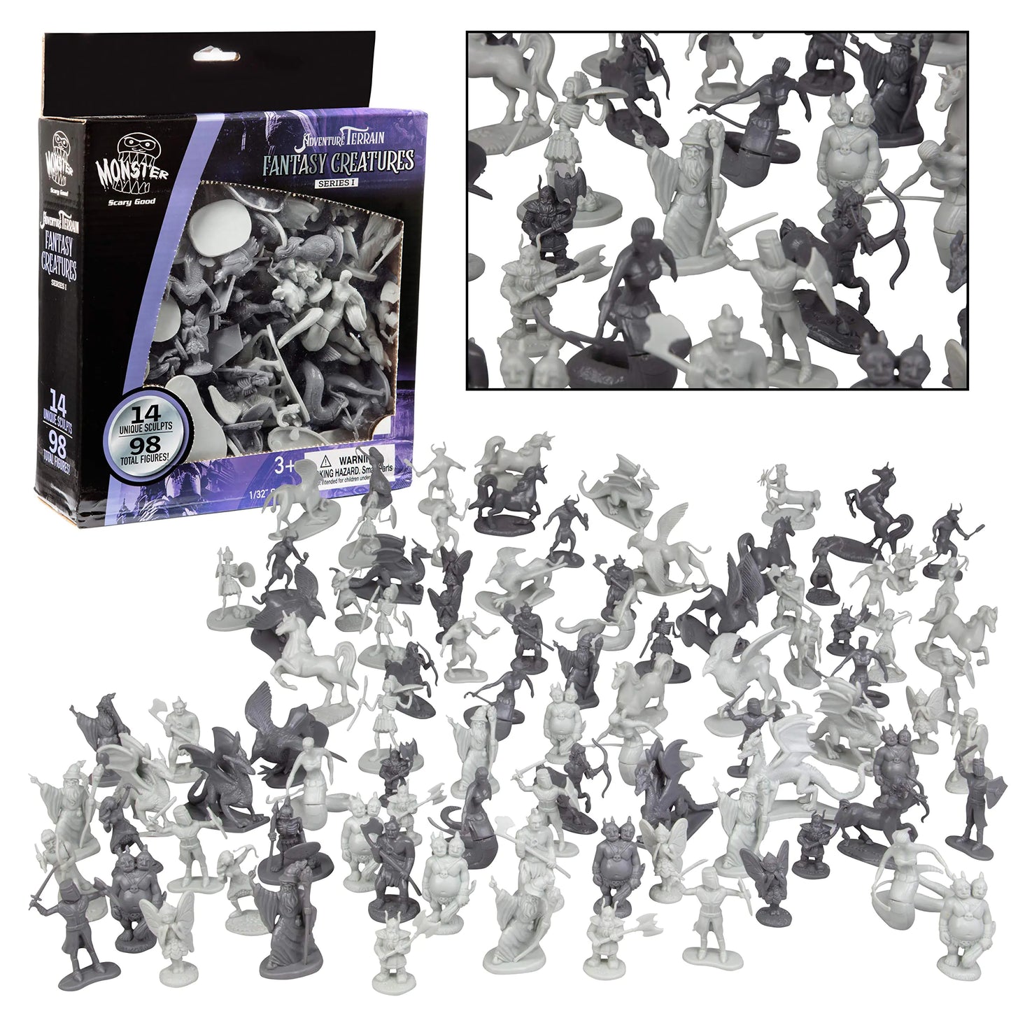 Epic Fantasy Battle Miniatures - 98pc Playset for RPGs